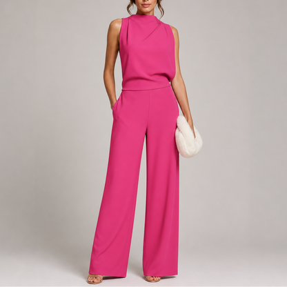 Women’s Jumpsuit with Sleeveless Upper and Wide-Leg Design – Matching Two-Piece Set UK
